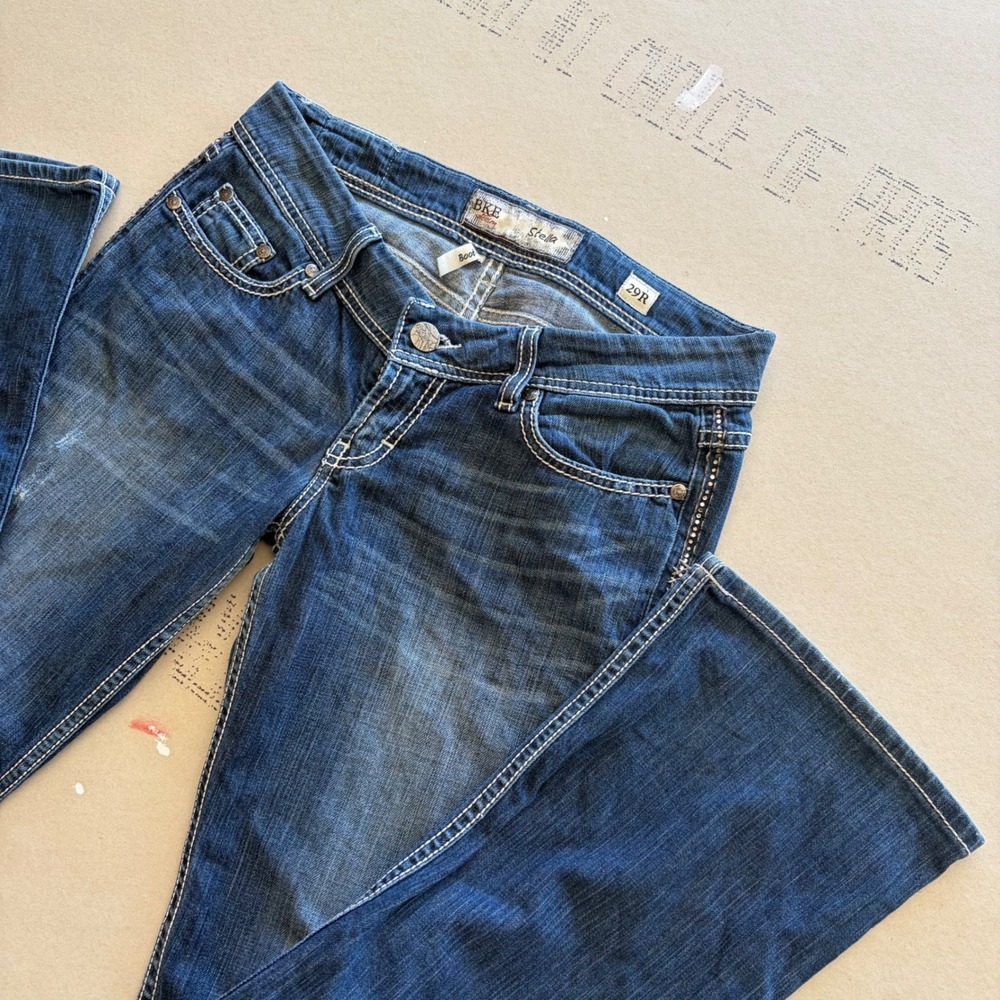 Y2K BKE Stella Bootcut Rhinestone Low Rise Denim jeans
